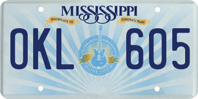 MS license plate OKL605