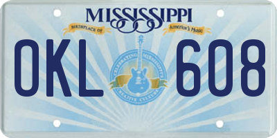 MS license plate OKL608