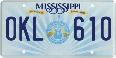 MS license plate OKL610