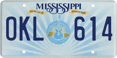 MS license plate OKL614