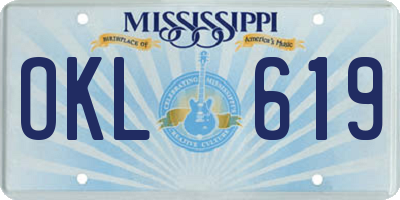 MS license plate OKL619