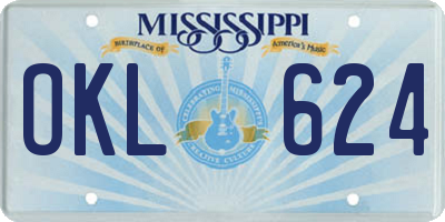 MS license plate OKL624