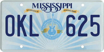 MS license plate OKL625