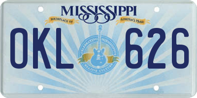 MS license plate OKL626