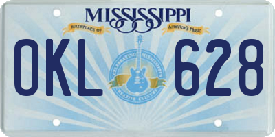 MS license plate OKL628