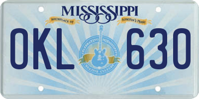 MS license plate OKL630