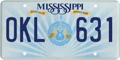 MS license plate OKL631