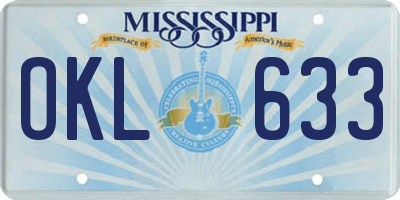 MS license plate OKL633