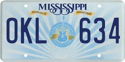 MS license plate OKL634