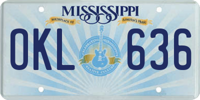 MS license plate OKL636