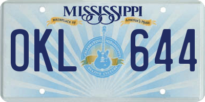 MS license plate OKL644