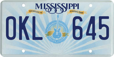 MS license plate OKL645