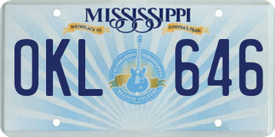 MS license plate OKL646