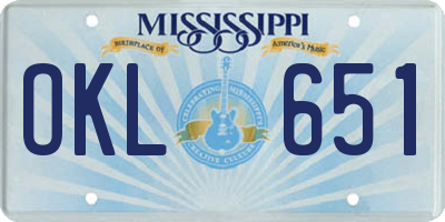 MS license plate OKL651