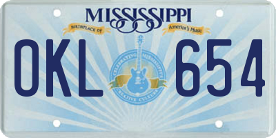 MS license plate OKL654