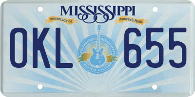 MS license plate OKL655