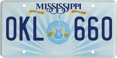 MS license plate OKL660