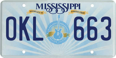 MS license plate OKL663