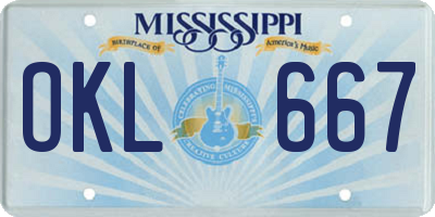 MS license plate OKL667