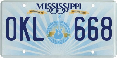 MS license plate OKL668