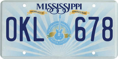 MS license plate OKL678