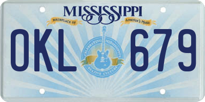 MS license plate OKL679