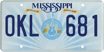 MS license plate OKL681
