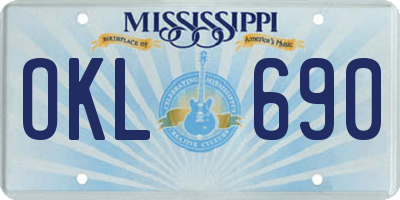 MS license plate OKL690