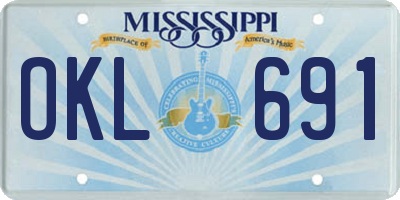 MS license plate OKL691