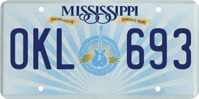 MS license plate OKL693