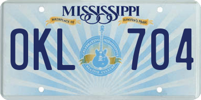 MS license plate OKL704