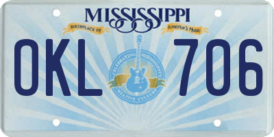 MS license plate OKL706