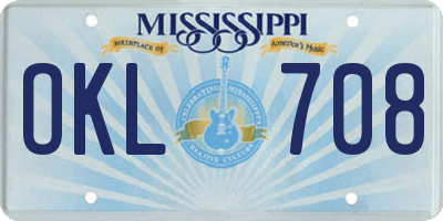 MS license plate OKL708