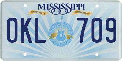 MS license plate OKL709