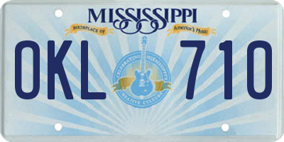 MS license plate OKL710