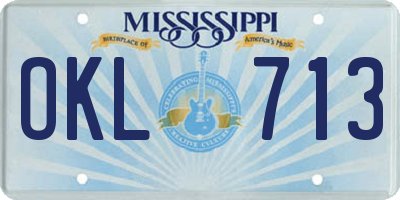MS license plate OKL713