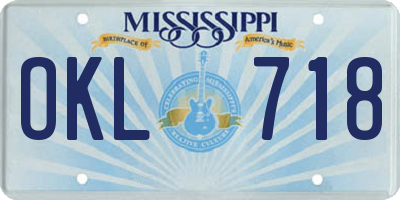 MS license plate OKL718