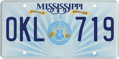 MS license plate OKL719