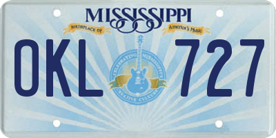 MS license plate OKL727