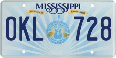 MS license plate OKL728
