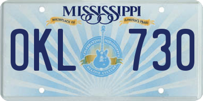 MS license plate OKL730