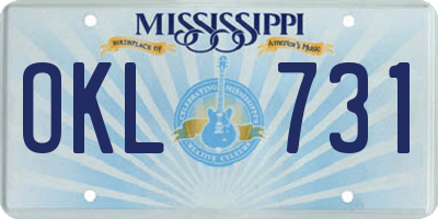 MS license plate OKL731