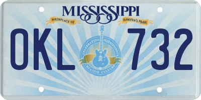 MS license plate OKL732