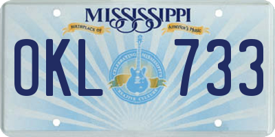 MS license plate OKL733