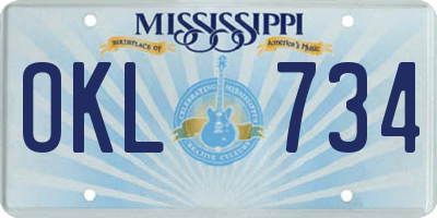 MS license plate OKL734