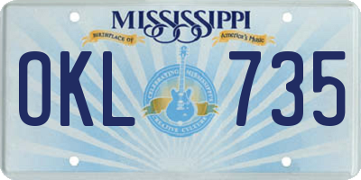 MS license plate OKL735
