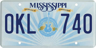 MS license plate OKL740