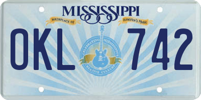 MS license plate OKL742