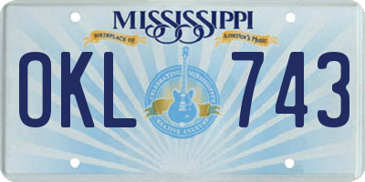 MS license plate OKL743