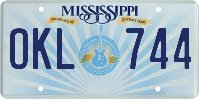 MS license plate OKL744